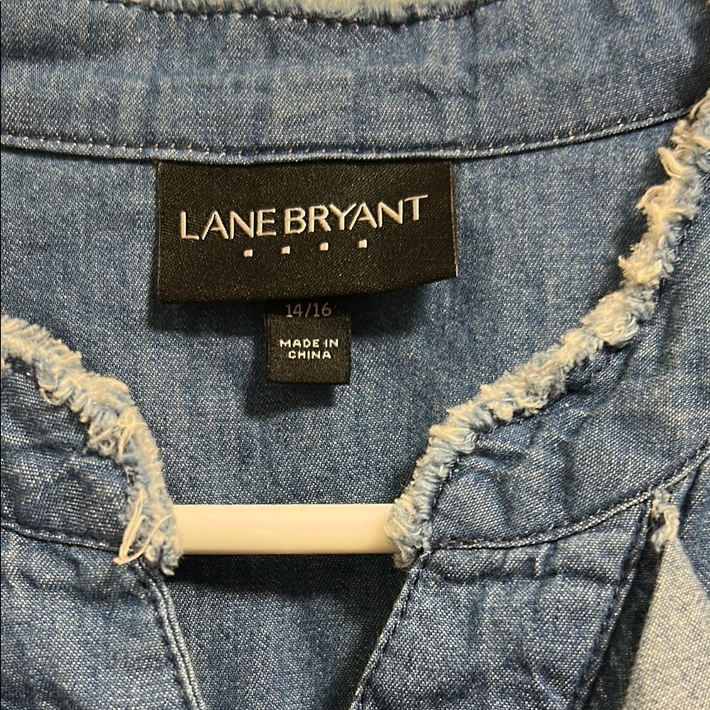 Blue Denim Ruffle Blouse - Picture 2 of 2